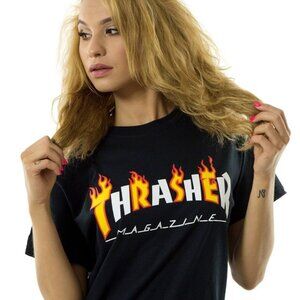 Thrasher Skate Black Flames Womens T-Shirt - Size Small